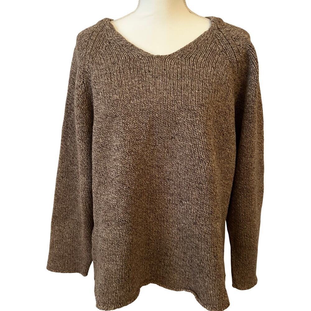 Vintage Woolrich 100% Wool Brown Slouchy V-Neck Sweater Women’s Size Medium